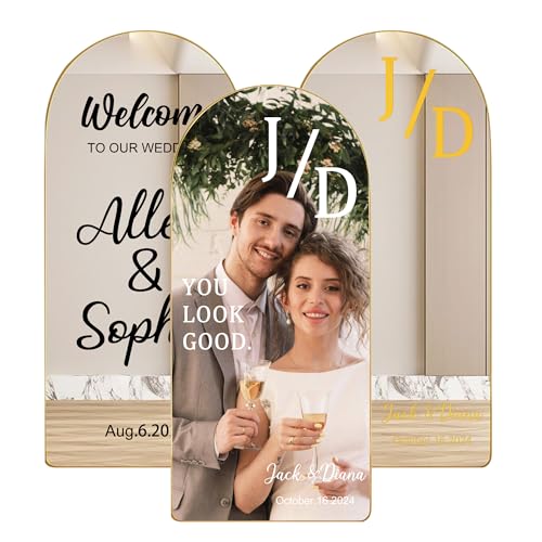 Jacklin F Personalisierter Welcome to Our Wedding Spiegelschild-Aufkleber, Individueller Vinyl-Spiegelaufkleber mit den Namen von Braut und Bräutigam, Selbstgemachte Abnehmbare Buchstaben von Jacklin F