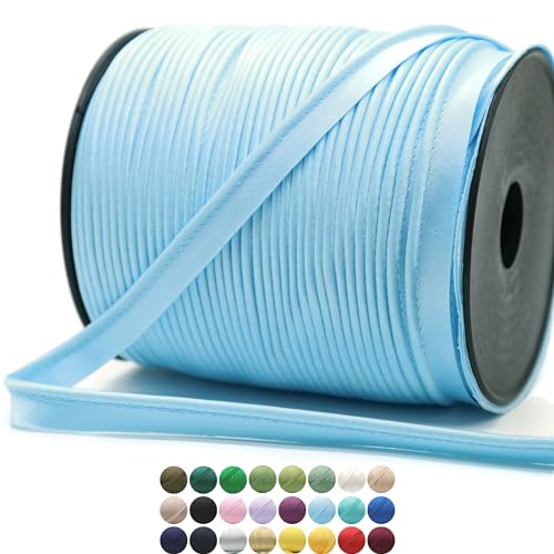 Luxuriöse Satin-Paspelborte – 9,1 m – 25 Farben – Arctic Blue Farbe, Satin, glänzend, doppelt gefaltet, Schrägband, Lippenkordel mit Spule zum Nähen, Kleidung, Trimmen von Polstern, SP266110.. von Jacob Bicerri