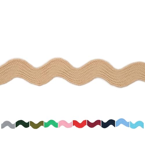 RIC Rac-Bordüre aus Baumwolle, 1,9 cm – 4,5 m – gewellte gebogene Fransenborte aus Baumwolle zum Nähen von Kleidung, Geschenkverpackungen, Heim-Party-Dekoration, CTR02125 von Jacob Bicerri