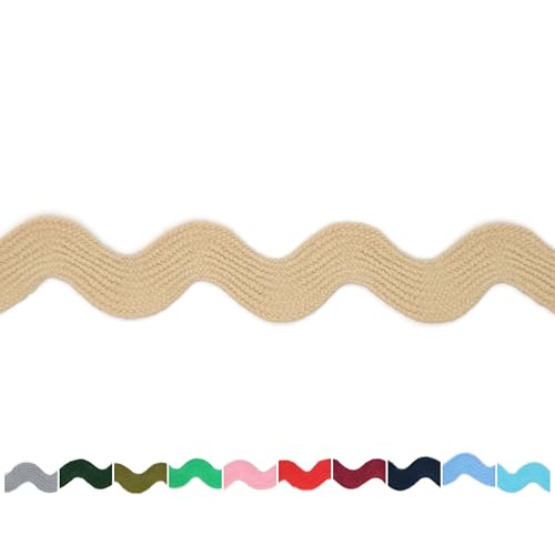 RIC Rac-Bordüre aus Baumwolle, 1,9 cm – 4,5 m – gewellte gebogene Fransenborte aus Baumwolle zum Nähen von Kleidung, Geschenkverpackungen, Heim-Party-Dekoration, CTR02135 von Jacob Bicerri