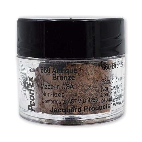 Jacquard Pearl Ex-Pigment-Pulver, 3 g, Antik-Bronze, Loses Glimmerpulver für Epoxidharz, Wasserfarben, Kalligraphie-Tinte und Ton, Epoxid-Pigmentpulver, Epoxidharzfarbe von Jacquard