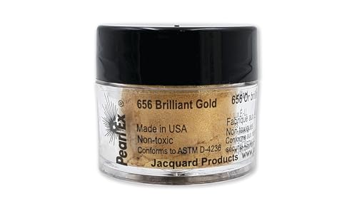 Jacquard Pearl Ex Pigmentpulver, 3 g, Brilliant Gold, Loses Glimmerpulver für Epoxidharz, Aquarelle, Kalligraphie-Tinte und Ton, Epoxid-Pigmentpulver, Epoxidharzfarbe von Jacquard