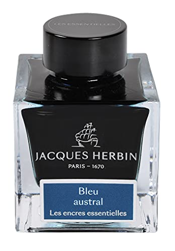 J.Herbin 13116JT - Tintenflakon 50 ml, für Füllfederhalter und Tintenroller geeignet, ideal für Kalligraphie und Kunstprojekte, Blau, 1 Stück von Jacques Herbin