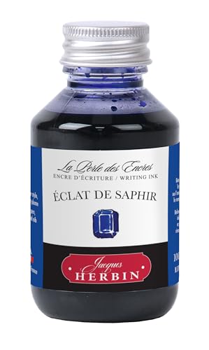 Jacques Herbin 17016T – Tintenflasche zum Beschriften 100 ml – Füllfederhalter, Tintenroller – Saphirglanz von Jacques Herbin