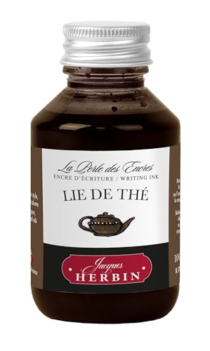 Jacques Herbin 17044T – Tintenflasche zum Beschriften 100 ml – Füllfederhalter, Tintenroller – Tea Lie von Jacques Herbin