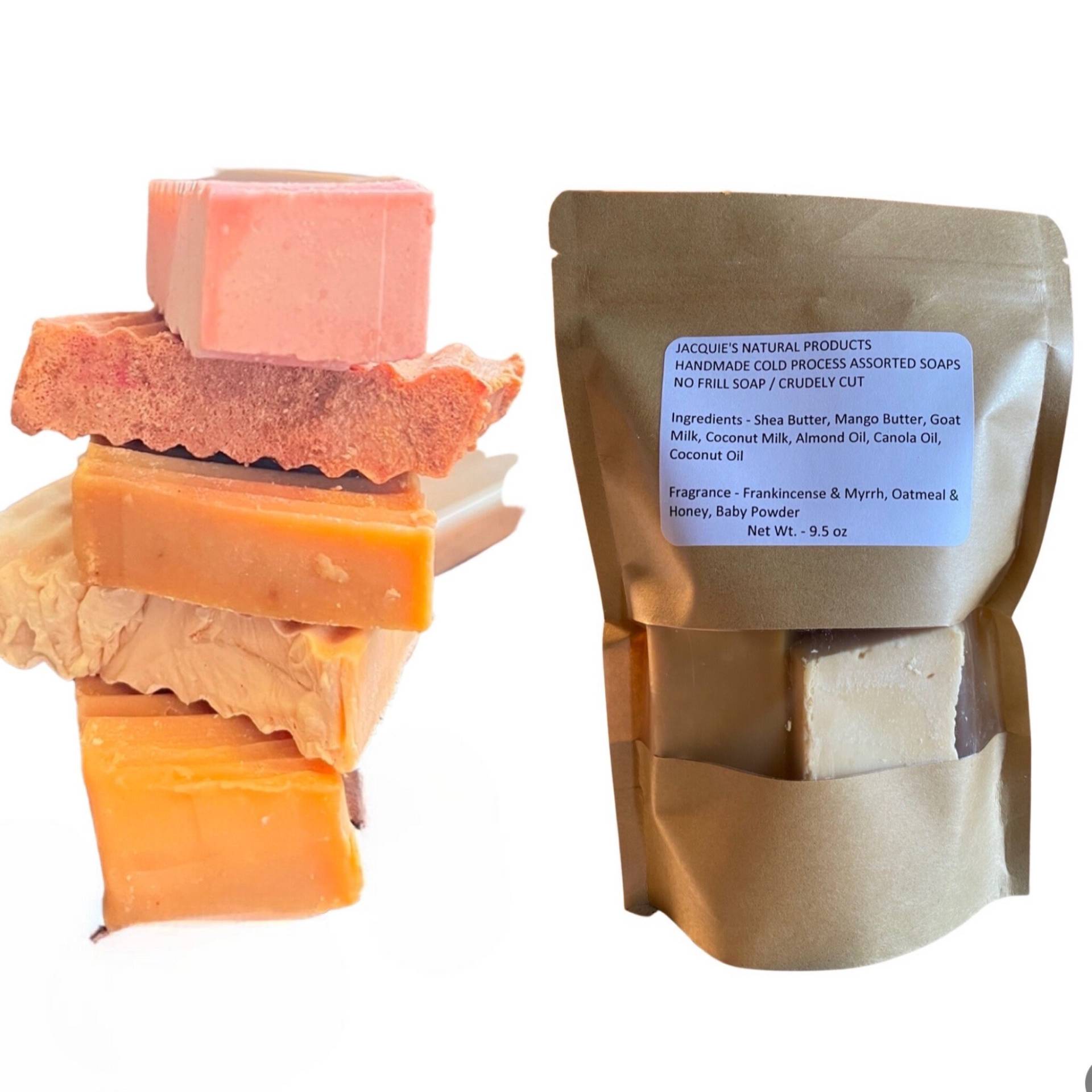 Seifen-Bundle 10 Oz - 5 Bio-Seifen-Frankincense & Myrrhe-Milch Und Honig-Baby Power-Kurkuma Ohne Duft-Himalaya-Salz Bar von JacquieNaturalProd