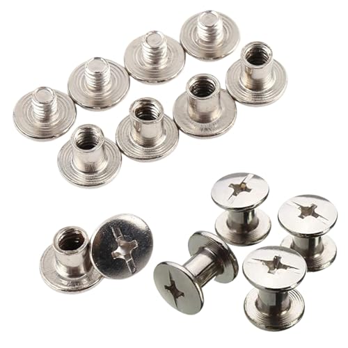 Jadeshay Buchschrauben, 100 Stück M5x6mm Chicago Schrauben, Schraubnieten Gürtel, Ledernieten Vernickelt Gürtelschrauben 6mm Schraubnieten für Leder, DIY Basteln von Jadeshay