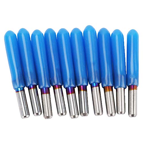 CNC Gravierstichel, 3,175 mm 25 ° Carbide Gravur Bit, 0,1 mm, Wolfram Stahl CNC Router Cutter Bit Blue Plating 10pcs Holz Graviermesser Bit Set Gravurwerkzeug von Jadeshay