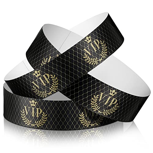 500 Stück Papier Armbänder VIP Kunststoff Armbänder Wasserdichte Party Identifikation Bändchen für Veranstaltung Vergnügungsparks Club Konzert Messen Festival Veranstaltung (Schwarz) von Jadive