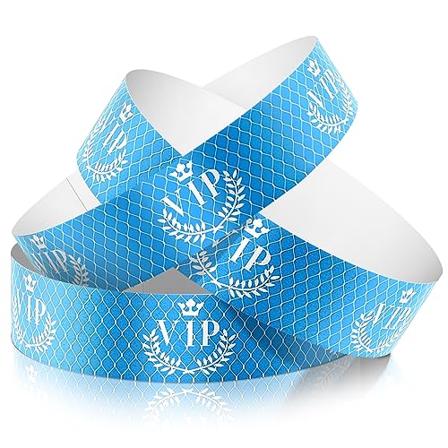 500 Stück Papierarmbänder Kunststoff VIP Armbänder Wasserdichte Party Kontrollbänder Einlassbänder Party Bändchen für Veranstaltung Vergnügungsparks Club Konzert Festival (Blau) von Jadive