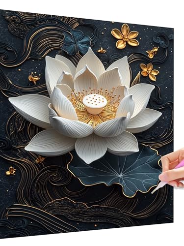 Diamond Painting Blume Erwachsene Diamond Painting Lotus Kinder Anfänger, DIY Full Drill Diamant Malerei Set Basteln Erwachsene, Dimond Crystal Embroidery Wanddeko Geschenke für Frauen 80x110cm C-2 von Jaeixouu