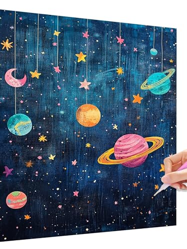 Diamond Painting Sternenhimmel Erwachsene Diamond Painting Planet Kinder Anfänger, DIY Full Drill Diamant Malerei Set Basteln Erwachsene, Dimond Crystal Embroidery Wanddeko Geschenke 80x110cm H-6 von Jaeixouu