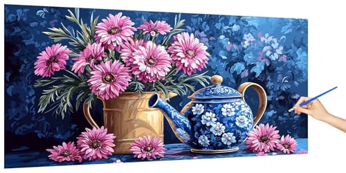 Malen Nach Zahlen Erwachsene Blume, Malen Nach Zahlen Retro Kinder Kleines Format, DIY Paint by Numbers Kreativ Set AnfäNger Inklusive Pinsel und Acrylfarben Ohne Rahmen Deko Geschenk 60x30cm U-8 von Jaeixouu