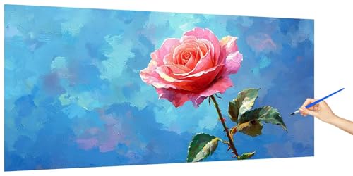 Malen Nach Zahlen Erwachsene Kinder Blume, Malen Nach Zahlen Rose Kreativ Set für Erwachsene AnfäNger, Paint by Numbers DIY Handgemalt Acrylfarbe Ölgemälde Zimmer Deko Geschenk Ohne Rahmen 50x30cm L-9 von Jaeixouu