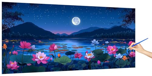 Malen Nach Zahlen Erwachsene Mond, Malen Nach Zahlen Blume Kinder Kleines Format, DIY Paint by Numbers Kreativ Set AnfäNger Inklusive Pinsel Acrylfarben Ohne Rahmen Zimmer Deko Geschenk 60x30cm V-2 von Jaeixouu