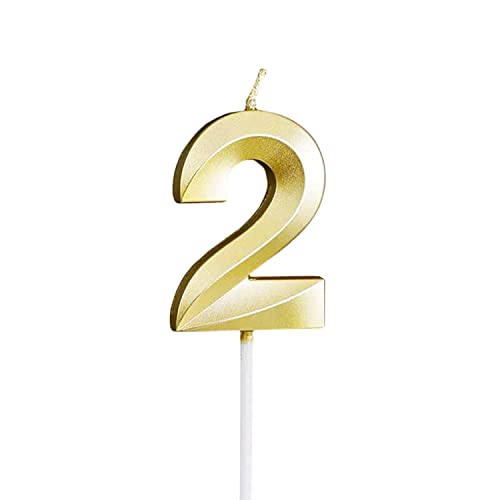 3D Geburtstag Zahl Kerzen Golden Glitter, Kuchen Kerzen für Geburtstag Party Jahrestag Hochzeit Abschluss (2) von Jagowa