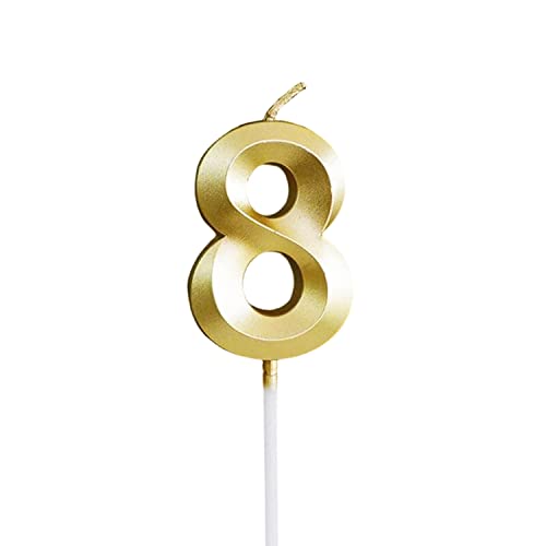 3D Geburtstag Zahl Kerzen Golden Glitter, Kuchen Kerzen für Geburtstag Party Jahrestag Hochzeit Abschluss (8) von Jagowa