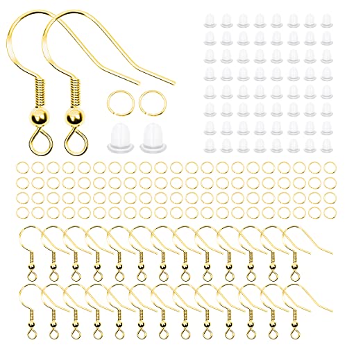 600 Stück Ohrringe Making Supplies Kit, 925 Silber überzogen Ohrhaken DIY Handmade Ohrring Materialien Ohrring Zubehör Ohrringe Herstellung Supplies Kit (Gold) von Jagowa