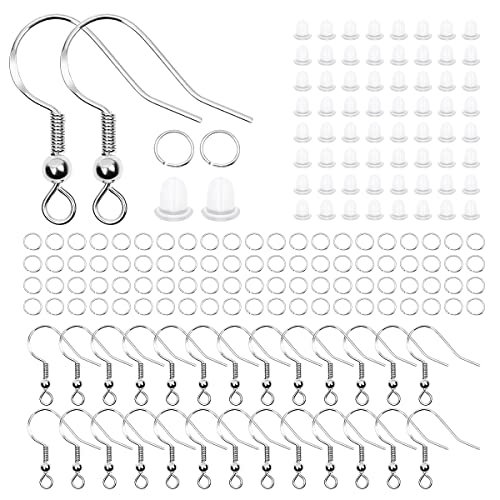 600 Stück Ohrringe Making Supplies Kit, 925 versilberter Ohrhaken DIY handgefertigte Ohrringe Materialien Ohrring Zubehör Ohrringe Herstellung Zubehör Set (Silber) von Jagowa
