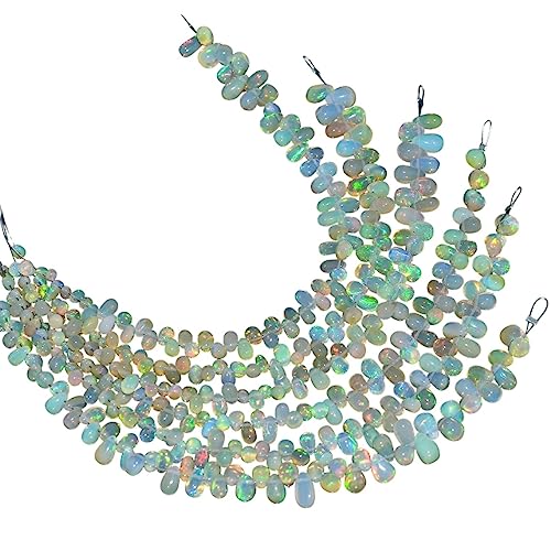 AAA+ Äthiopischer Welo Opal, Feuer, 3 - 5 mm, glatte Briolette-Perlen, natürlicher äthiopischer Feueropal, Edelstein, lose Tropfen für Schmuck von Jaipur Gems Mart