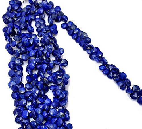 AAA+ Lapislazuli-Herz-Briolette, Lapislazuli-Edelstein, 7 mm-11 mm, facettierte Perlen, 20,3 cm Strang, natürliche Lapislazuli-Halbedelsteinperlen von Jaipur Gems Mart