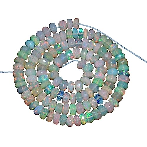 AAA+ facettierte Rondelle-Perlen, natürlicher äthiopischer Opal, Feuer, 5–6 mm, lose Perlen, äthiopischer Welo-Opal-Edelstein-Rondellen, 40,6 cm Strang von Jaipur Gems Mart