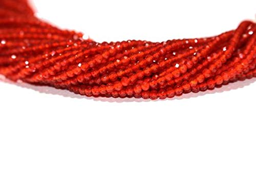 Natürliche Karneol-Rondelle-Perlen, 35,6 cm, 3 mm, luxuriöser Edelstein, Orange, Karneol, facettierte Rondelle-Perlen, Karneol-Perlen, facettiert von Jaipur Gems Mart