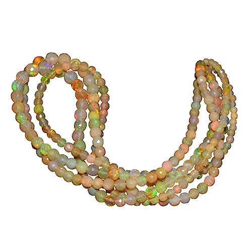 Äthiopischer Welo-Opal, 3 mm, 7 mm, lose, runde facettierte Perlen, 40,6 cm Strang, äthiopischer Welo-Opal, Edelsteinperlen für Schmuckherstellung, Gelb von Jaipur Gems Mart