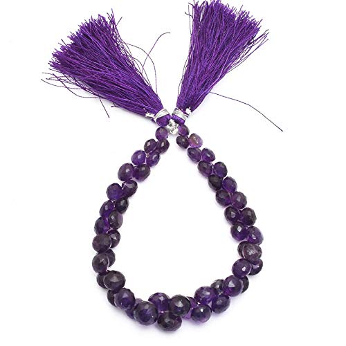 Amethyst, facettierte Zwiebel-Brioletteperlen, 6 - 9 mm, 20,3 cm Strang, 135 Karat, natürlicher Amethyst, Halbedelstein, lose Briolette für Schmuck von Jaipur Gems Mart