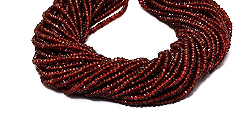 Jaipur Gems Mart AAA Red Granat Rondelle Facettierte Perlen, Granat Edelstein 3mm-4mm Perlen | 13-Zoll-Strang | Natürlicher roter Granat, Rhodolith, Hessonite Rondelle Beads von Jaipur Gems Mart