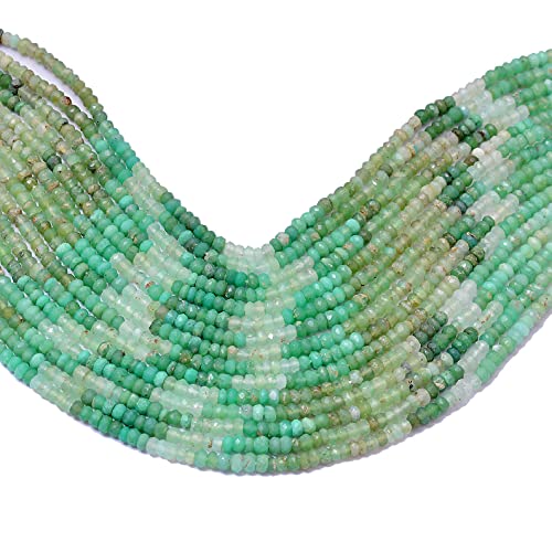 Jaipur Gems Mart Natürlicher Chrysopras Edelstein 3mm-4mm facettierte Rondelle Perlen | 13" Strang | Multi Grüner Chrysopras handgeschliffene Halbedelsteinperlen für Schmuck von Jaipur Gems Mart