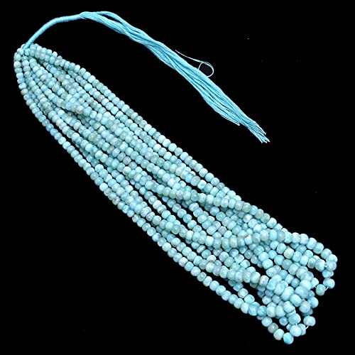 Natürliche Larimar 4mm-6mm Glatte Rondelle Perlen | 8-Zoll-Strang | Natürliche Larimar Halbedelsteinperlen | AAA+ Larimar Perlen für Schmuck|16" Zoll Full Strand von Jaipur Gems Mart