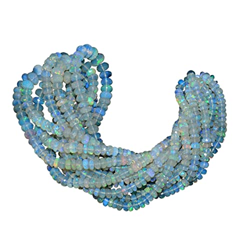 Natürliche äthiopische Feueropal-Perlen, facettierte Rondelle-Perlen, AAA+, Welo-Opal-Edelstein, 5 - 7 mm, auffällige äthiopische Opal-Perlen, lose Perlen, 40,6 cm Strang von Jaipur Gems Mart