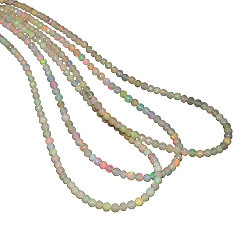 Natürliche äthiopische Opal-Feuer, 5 - 8 mm, lose, runde facettierte Perlen, 40,6 cm Strang, äthiopischer Welo-Opal, Edelstein, Opal, lose Perlen für Schmuck von Jaipur Gems Mart