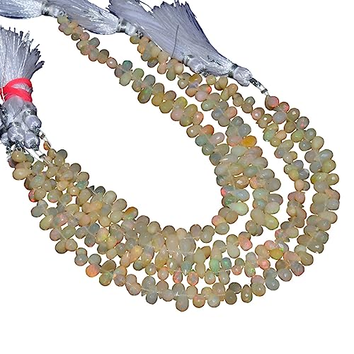 Natürliche gelbe äthiopische Welo-Opal-Perlen, facettierte Tropfen-Briolette-Perlen, AAA+, äthiopischer Feueropal, Edelstein, lose Tropfen, 20,3 cm Strang von Jaipur Gems Mart