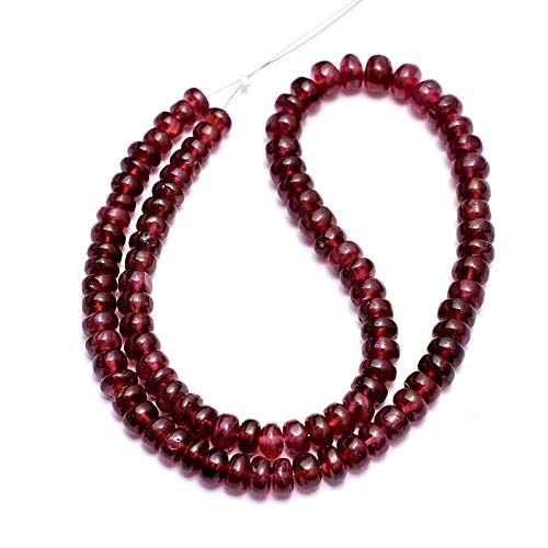 Natürlicher Rhodolit-Granat, glatte Rondelle, 5 mm - 6 mm, Graduierungsperlen, 35,6 cm Strang, natürliche violette Rhodolith-Halbedelsteinperlen von Jaipur Gems Mart