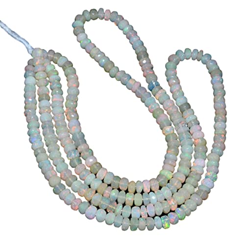 Natürlicher äthiopischer Welo Feueropal, facettierte Rondelle-Perlen, Edelstein, 5 - 6 mm, lose Rondellen, 40,6 cm Strang, äthiopische Welo-Opal-Edelsteinperlen von Jaipur Gems Mart