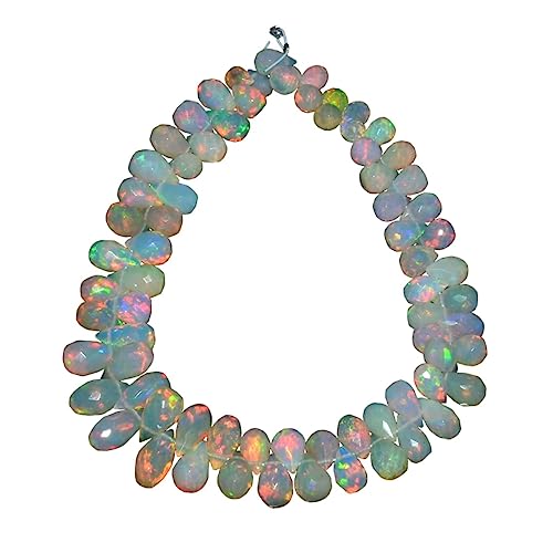 Natürlicher äthiopischer Welo-Opal, Feuer, 8 mm - 12 mm, facettierte Tropfenperlen, lose Perlen, äthiopischer Feueropal, Edelsteintropfen für Schmuck, 15,2 cm Strang von Jaipur Gems Mart