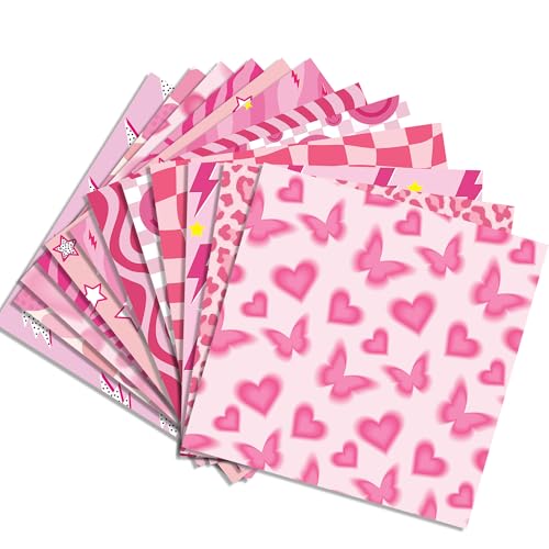 24 Blatt Leopardenmuster Block 30 x 30 cm PinkHeart Schmetterling Stern Scrapbook Spezialpapierblock Doppelseitiger Karton Papier Pack für Scrapbooking Hintergrund Kartenherstellung Origami DIY von Jajajuegos