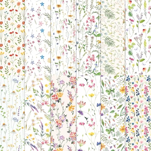 24 Blatt Wildblumen-Scrapbook-Papier, 30 x 30 cm, Aquarell-Frühlingsblumen-Muster, Papierpackung, doppelseitiges Scrapbook-Papier für Kartenherstellung, Dekoration, Origami, Scrapbooking, DIY, von Jajajuegos