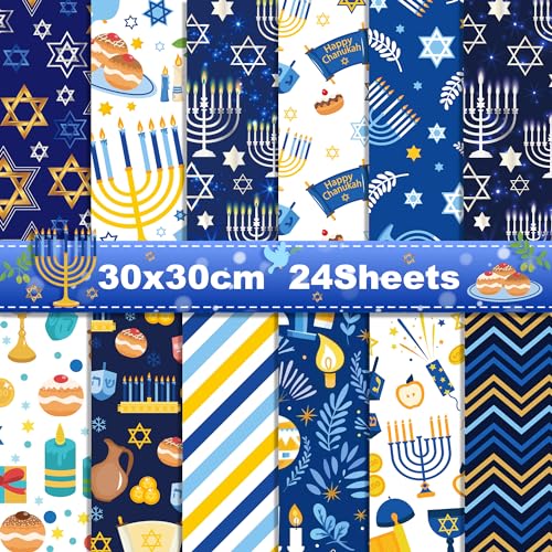 24 Stück Hanukkah-Scrapbook-Papier von Jajajuegos