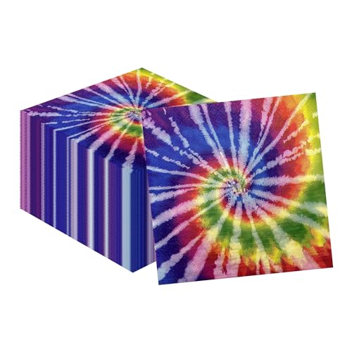 40Pcs Tie Dye Party Supplies Tie Dye Theme Party Paper Napkins Disposable Party Napkins Set Tie Dye Paper Luncheon Napkins Tie Dye Theme Party Supplies von Jajajuegos