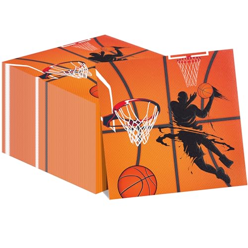 Basketball-Party-Servietten, 40 Stück, Basketball-Servietten, Einweg-Servietten, Basketballspieler-Partyzubehör, Geburtstagsdekorationen, Basketball-Party-Abendessen, Papierservietten für Hochzeit, von Jajajuegos