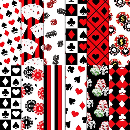 Casino Poker Scrapbook Papier 30 x 30 cm Casino Poker Pad Schwarz Rot Weiß Pokerkarte Doppelseitiges Scrapbook Spezialpapier Scrapbook Papier für Kartenherstellung, Origami, DIY von Jajajuegos