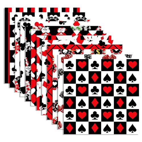 Casino Poker Scrapbook Papier 30 x 30 cm Casino Poker Pad Schwarz Rot Weiß Pokerkarte Doppelseitiges Scrapbook Spezialpapier Scrapbook Papier für Kartenherstellung, Origami, DIY von Jajajuegos