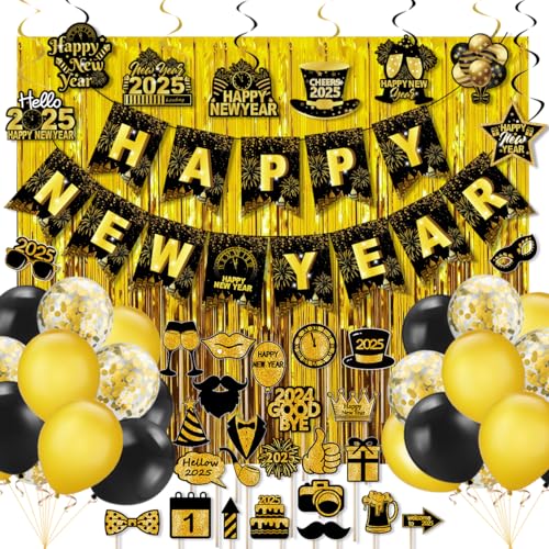 Happy New Year 2025 Party Decorations Kit, Bunting Banner, Balloons, Cake Toppers von Jajajuegos