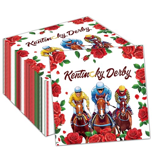 Jajajuegos Papierservietten, Pferderennen, Kentucky Derby, Partyzubehör, für Pferderennen, Kentucky Derby, Motto-Partyzubehör für Pferderennen, Kentucky Derby, Partyzubehör, 16,5 cm, 100 Stück von Jajajuegos