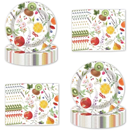 Obst 22,9 cm 30 + Papierservietten 40 von Jajajuegos