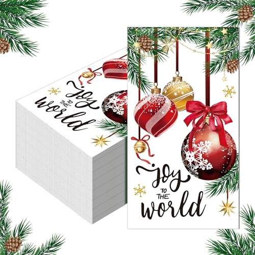 Weihnachtsgäste-Servietten, 3-lagig, Einweg-Servietten mit Weihnachtskugel, Tannenzweig-Design, 10,9 x 20,1 cm, 80 Stück von Jajajuegos