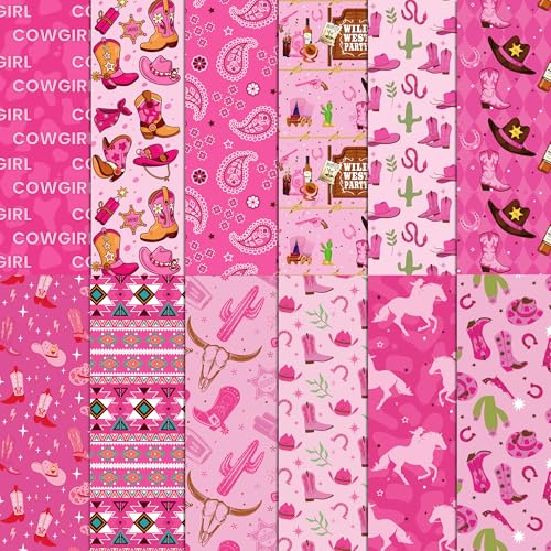 Western-Cowgirl-Scrapbook-Papier, 30,5 x 30,5 cm, Western-Cowgirl-Block, doppelseitiges Sammelalbum, Spezialpapier, Sammelalbum, Papier für Kartenherstellung, Origami, DIY, 24 Blatt von Jajajuegos